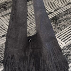 Fringed Black Shoulder Bag